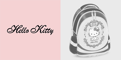 Ars Una Hello Kitty-kollekció - Gerincbarát, könnyű iskolatáska lányoknak Hello Kitty-mintával, 2 év garanciával, kiegészítő iskolaszerekkel